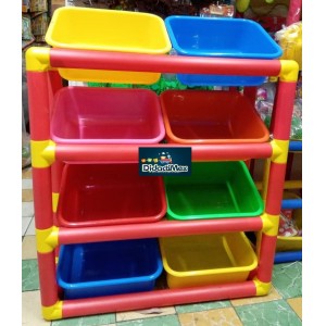 JUGUETERO ORGANIZADOR CON 8 CHAROLAS DE COLORES