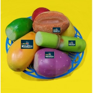 FRUTAS REALISTAS DE VINIL CHAROLA CON 12 FRUTAS