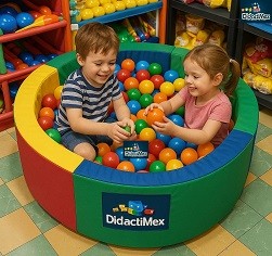 ALBERCA DE PELOTAS DE ESTIMULACION TEMPRANA COLORES BASICOS FORRO EN VINIL 1.20 X 40 X 10 CM 