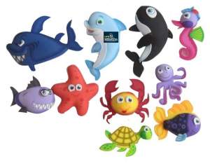 ANIMALES  MARINOS DE FOMI CON RELIEVE CON 10 PZAS