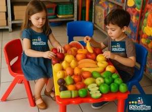 FRUTAS REALISTAS DE VINIL CHAROLA CON 12 FRUTAS