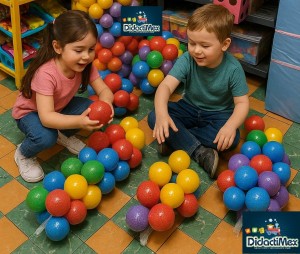 PELOTAS PARA ALBERCA RED CON 100 PELOTAS DIDACTICAS 6 COLORES